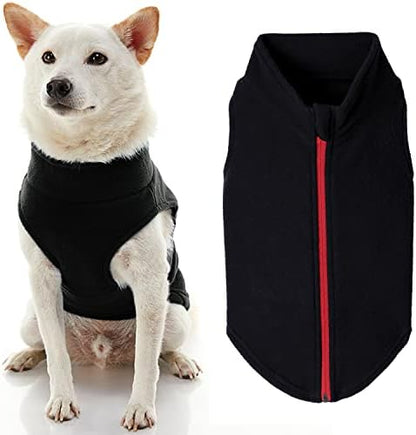 Gooby Zip-Up Fleece Dog Sweater, Black, 3X-Large