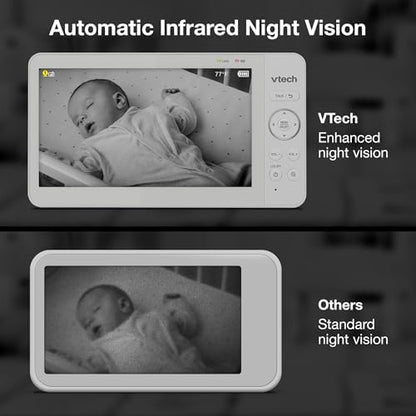 VTech Baby Monitor No WiFi with 7" Screen – 12Hr Battery, 1000ft Range, Night Vision, Two-Way Talk, Temperature Sensor, Lullabies, Sound-Activated Screen | 819 Max