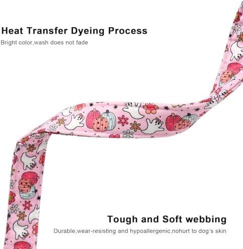 Lionet Paws Halloween Dog Collar- Cute Ghost Pumpkin Pink Dog Collars with Plastic Buckle and Ghost Pendant,Light Adjustable Dog Collars for Small Dogs