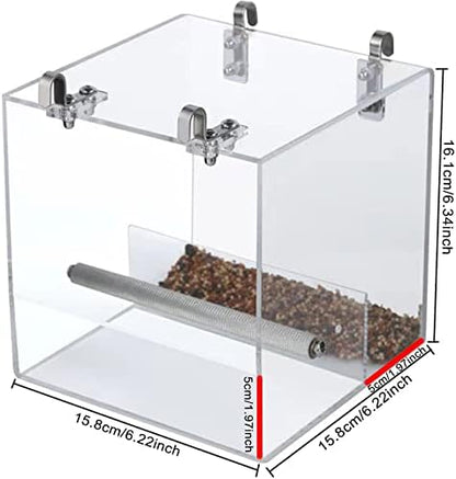 No Mess Bird Feeder for Cage, Automatic Acrylic No Mess Bird Feeder Cage