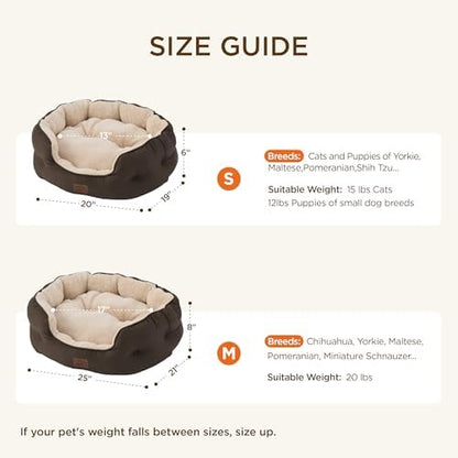 Bedsure Self Warming Cat Bed,Round Washable Small Dog Bed, 20In Brown