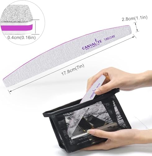 Canvalite Nail Files for Natural Nails 180/240 Grit Emery Board for Nails Styling Tools for Home and Salon Use 10 PCS