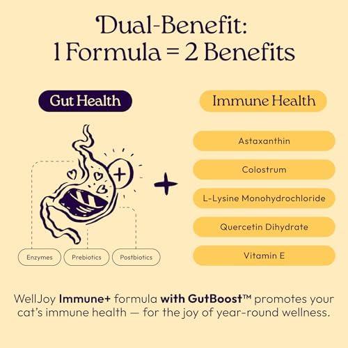 WellJoy Immune Cat Supplement + Lysine, Astaxanthin, GutBoost, 90ct