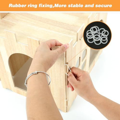 BWOGUE Large Wooden Bunny Hideout,Detachable Rabbit Castle for Small Animal