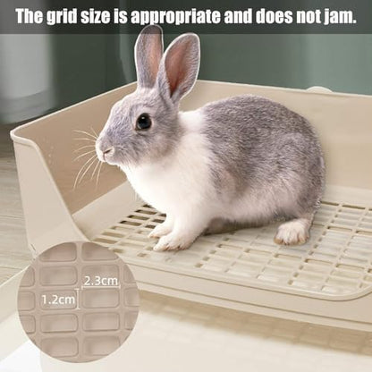 kathson Bunny Litter Box,Large Rabbit Litter Box with Drawer Grate, Pet Toilet Potty Trainer Corner Toilet Hedgehog Litter Pan Box for Guinea Pig Chinchilla Hamster Ferret