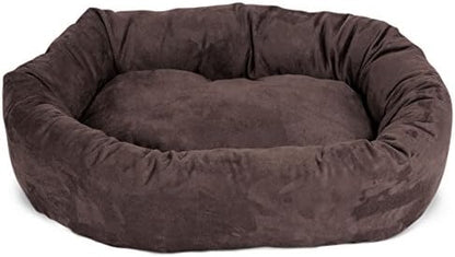 Majestic Pet Suede Calming Dog Bed, 24 Inch Small Round Washable, Chocolate