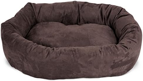 Majestic Pet Suede Calming Dog Bed, 24 Inch Small Round Washable, Chocolate