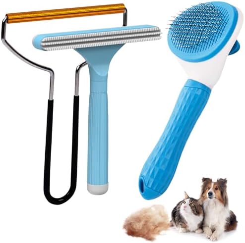 Analan 3 in 1 Pet Grooming & Hair Removal Kit (Sky Blue)