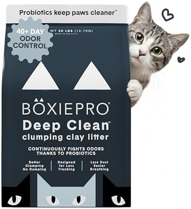 Boxie Probiotic Cat Litter, 40 Day Control, Clumping Clay Kitty Litter, Odor Eliminating Probiotics, Dust-Free, No Fragrances No Fillers, 28 lb