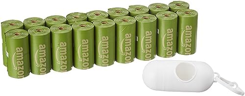 Amazon Basics Premium Leak Proof Dog Poop Bags with Dispenser and Leash Clip, Brazilian Mango Scented, 13" x 9", 270 Count (18 Rolls of 15), Easy-Tear
