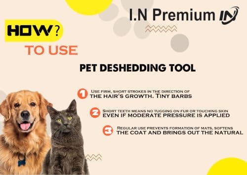 Cat Brush for Shedding & Cat grooming tool for Indoor Pet Grooming Tool Cats Deshedder undercoat brush Works for Short & Long Haired Pets Hair removal comb 2.5 inch