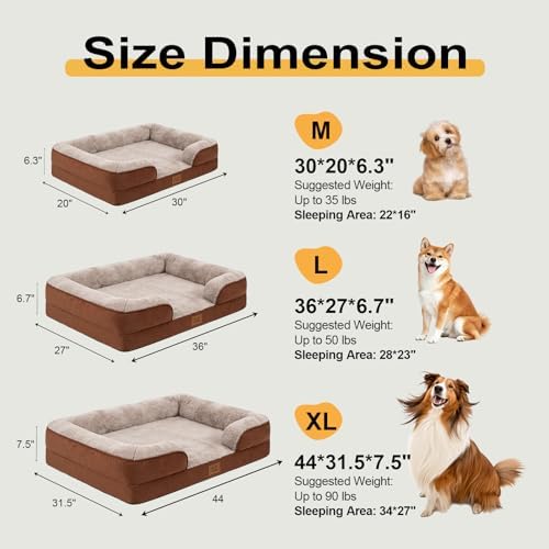 Orthopedic Dog Bed Medium Size Dog, Memory Foam Dog Bed Couch, 30" L