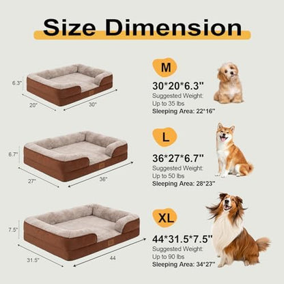 Orthopedic Dog Bed Medium Size Dog, Memory Foam Dog Bed Couch, 30" L