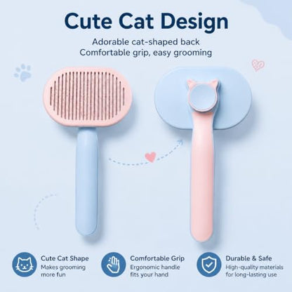 Cat Brushes for Indoor Cats, Cat Deshedding Tool for Long Hair Cats, Blue