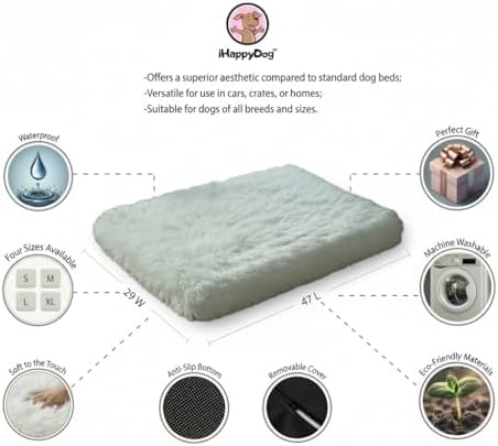 Faux Fur Orthopedic Rectangular Dog Bed, Memory Foam, White XLarge 47"x29"