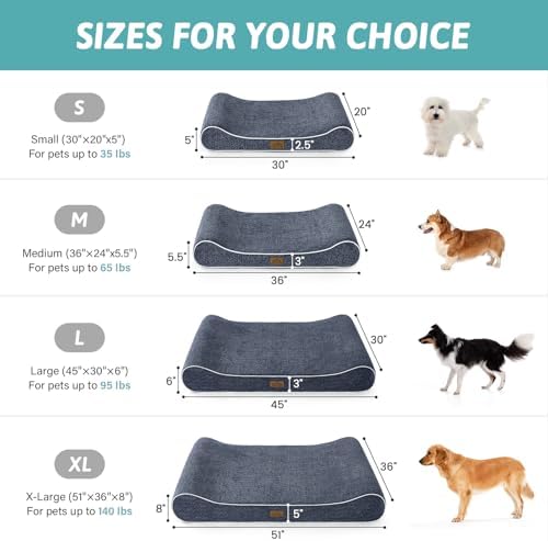 COZY KISS Orthopedic Dog Bed, for Large Dogs up to 90 lbs, 45x30x6in