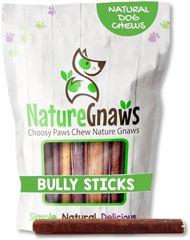 Nature Gnaws Large Bully Sticks 11-12" Rawhide Free Dog Chews, 5 Count