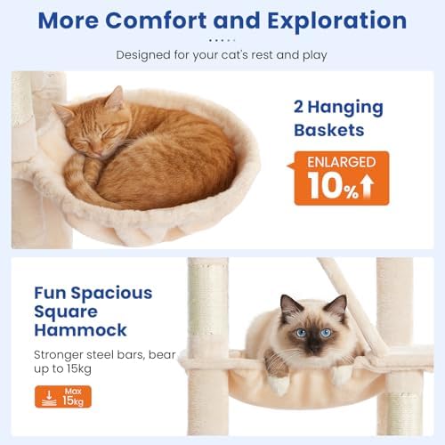 ABCPET 82" Tall Heavy-Duty Multi-Level Large Cat Tree Tower, Beige