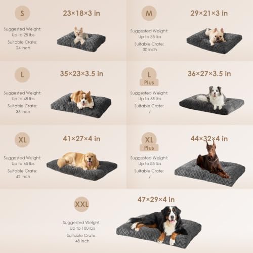 EHEYCIGA XXL Dog Bed 47x29 Inch, Extra Large Pet Beds for Dogs, Charcoal