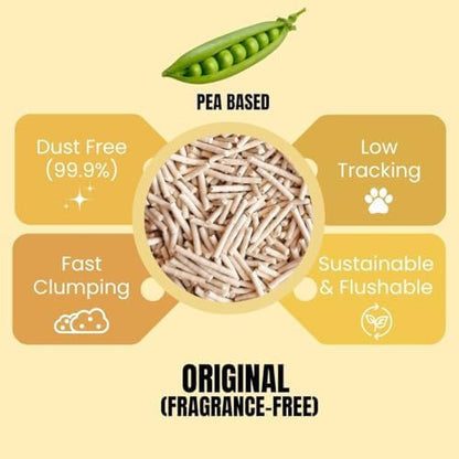Pea Based Tofu Cat Litter, Dust Free Cat Litter, Low Tracking, and Natural Odor Control, Flushable (4 Bags, Original (Fragrance-Free))