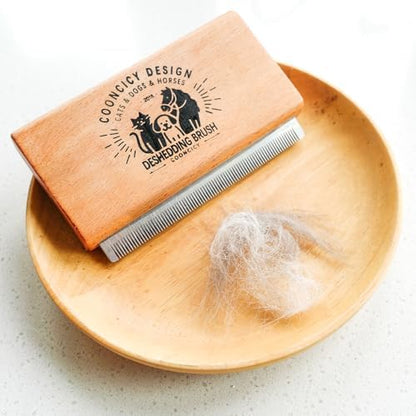 Deshedding Dog Brush with Wood Handle