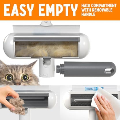 Triton Pet Hair Removal Tool w/Fur Trapping Compartment, Gray/White