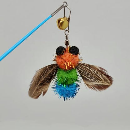 miwoowim 10PCS Retractable Cat Wand Toy with Natural Feather Insect Refills