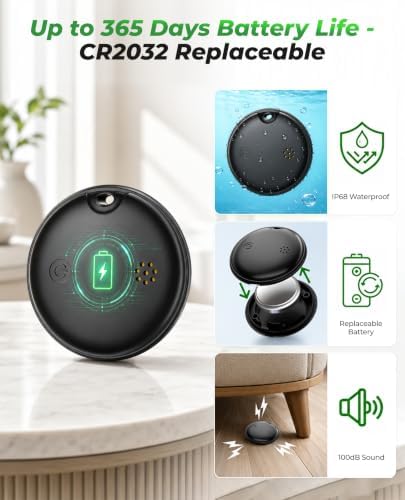 2026 Air Tags Tracker Tag for Android & iOS - Bluetooth Tracker with IP68 Waterproof, 100dB Alarm, Replaceable Battery, GPS Tracker Smart Tag for Luggage Keys Wallet Pets Kids, Airtag 1 Pack