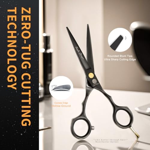 Purple Dragon 5.5 inch Hair Cutting Scissors Set with Razor - Black