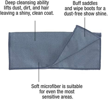 ECP Equine Comfort Products Microfiber Tack Cleaning Towels, Lifts Dirt, Dust & Sweat from Saddles, Bridles & Girths, Polishes Metal & Boots, Chemical-Free Leather Care, for Shows & Daily Use, 3-Pack