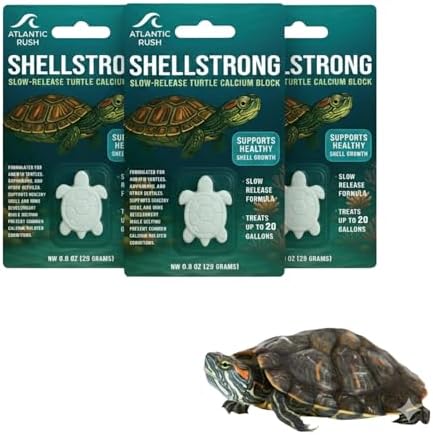 Shellstrong Premium Calcium Block for Aquatic Turtle - Slow Release Water Tank Conditioner - Cuttlebone for Aquarium - Turtle Tank Accessories - 20 Gallon Aquatic Treatment (3 Calcium Blocks)