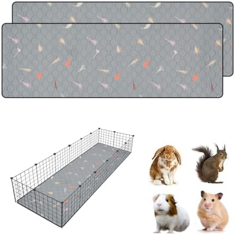 2Pcs Guinea Pig Cage Liners,Guinea Pig Fleece Cage Liners24''X72'' Super Absorbent Washable Pee Pads Reusable for Rabbit Hamster Chinchilla