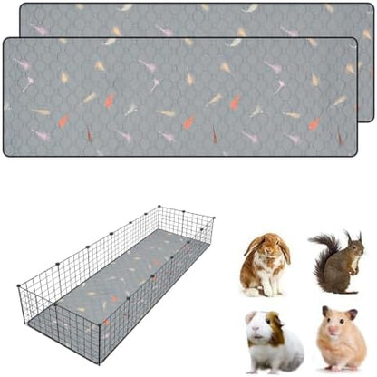 2Pcs Guinea Pig Cage Liners,Guinea Pig Fleece Cage Liners24''X72'' Super Absorbent Washable Pee Pads Reusable for Rabbit Hamster Chinchilla