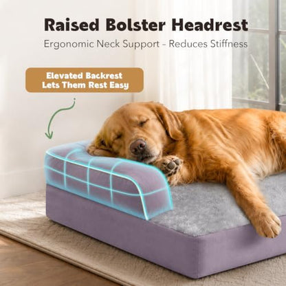 MEKIY Orthopedic Washable Dog Bed with Bolster for Medium to Large Dogs