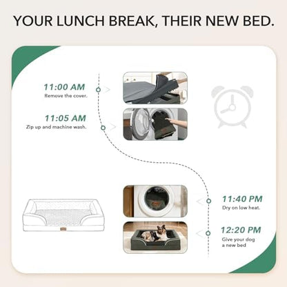 Orthopedic Dog Bed for Extra Large Dogs, 48x30in, Dark Green