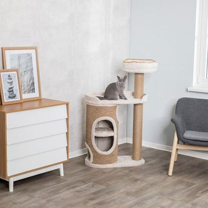 Trixie Falco 46-in Cat Tower, Sisal Scratching Posts, 2-Story Cat Condo, Plush Platforms, Removable Bed, Brown, 117 cm