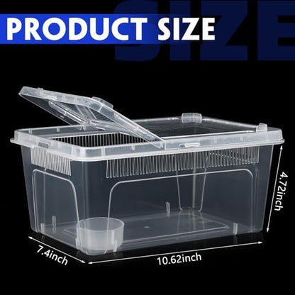 Irenare 8 Pcs Reptile Breeding Box Plastic Spider Terrarium Tarantula Feeding Box for Bearded Dragon Lizard Spider Gecko Scorpion(Vent Strips,Clear,10.6 x 7.4 x 4.7 Inch)