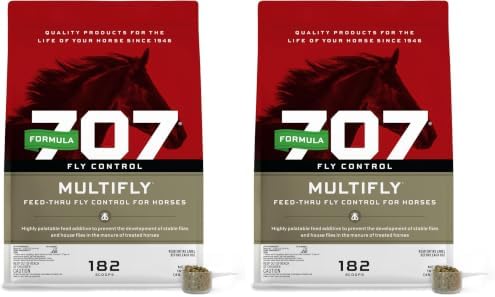 Formula 707 MultiFly Feed-Thru Fly Control Pellets for Horses - Palatable & Safe Fly Population Reduction (10 lb Bag - 182 Servings) (Pack of 2)