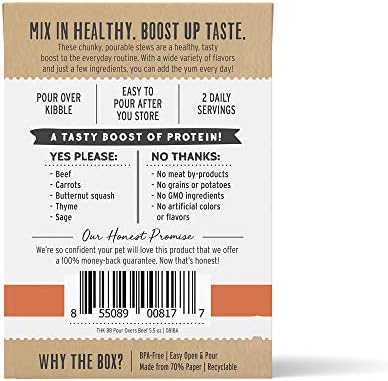 The Honest Kitchen Bone Broth Pour Overs Wet Toppers for Dogs,5.5 oz - Beef Stew,(Pack of 24)