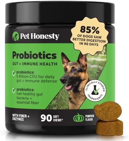 Pet Honesty Dog Probiotics Chews for Gut & Digestive Health, 90ct, Pumpkin