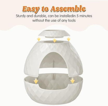 Plant Litter Box Egg-Shaped, Hidden Cat Litter Box Enclosure - Secret Small Litter Box Furniture with Two Interchangeable Top, for Living Room Corner