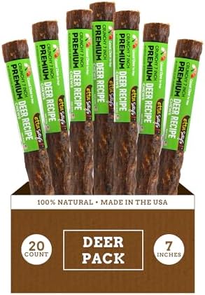 etta says! Premium Crunchy 7" Deer Dog Chews - Grain-Free Dog Treats, Good for Teeth, Easy to Digest - Made in The USA (20 Count Pack of 1)