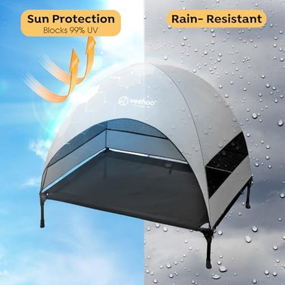 Veehoo Outdoor Dog Bed with Canopy, Cooling Elevated Dog Shade for Outside