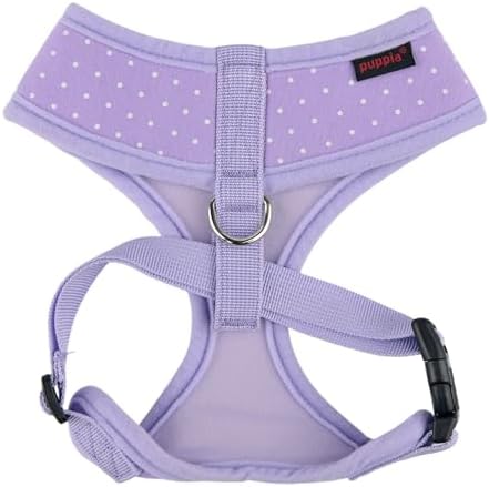 Puppia Dotty Dog Harness A (Over-the-Head) Fashionable Polka Dot Pattern Spring Summer Harness for Small Dogs, Violet, X-Small