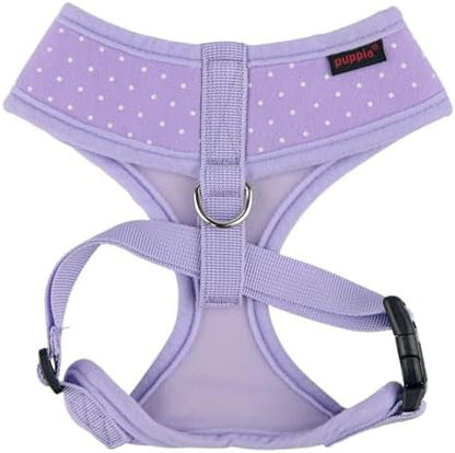 Puppia Dotty Dog Harness A (Over-the-Head) Fashionable Polka Dot Pattern Spring Summer Harness for Small Dogs, Violet, Large