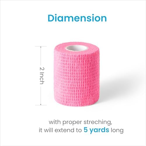 WePet Pet Wrap, Self-Adhesive, Only Sticks to Itself, Non-Woven Tape for Dog Legs, Paws, Wounds, First Aid Cohesive Gauze for Horse, Cat, Bird, Animal, 6 Rolls, 2 Inch, Solid Color B