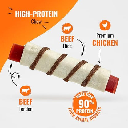 GOOD 'N' FUN Wraps High Protein Dog Treat with Real Beef Tendon, 8 Count