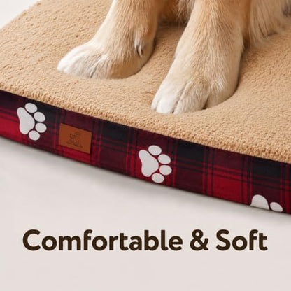 Orthopedic XL Dog Bed for Crate 41x27 Inch Christmas Red