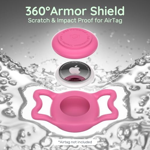 IP68 Waterproof Dog AirTag Holder for Dog Collar, Soft, Stretchy Silicone