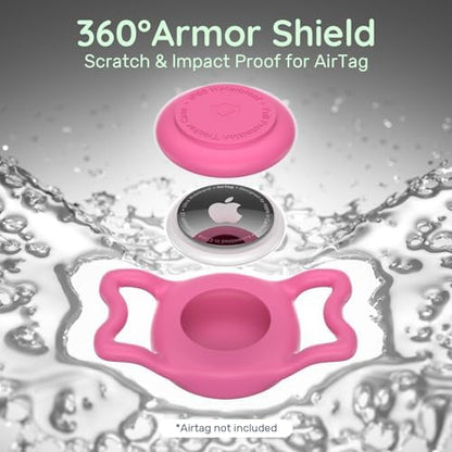 IP68 Waterproof Dog AirTag Holder for Dog Collar, Soft, Stretchy Silicone